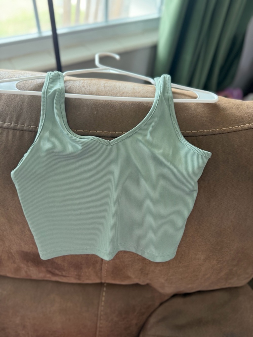 Ribbed Crop Tank Top - Mint Green